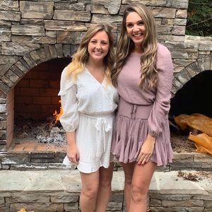 Lavender ruffle mini dress